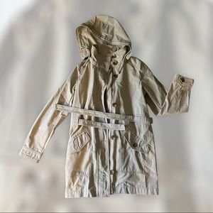Cotton Tench coat with removable hood